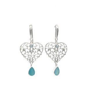 Clio Hook Earrings - Blue Chalcedony and Cubic Zirconia