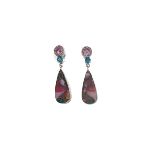 Daella Post Earrings - Mohave Turquoise and Cubic Zirconia