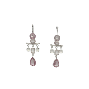 Budona Hook Earrings - Rose Quartz and Pink Topaz