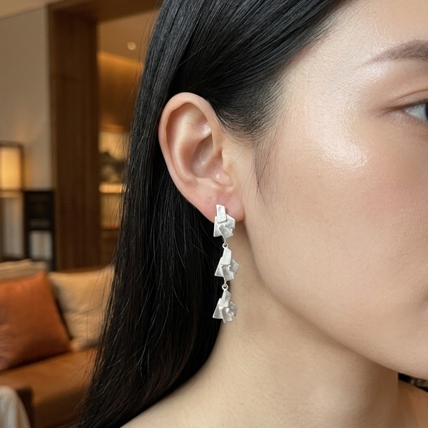 Adite Post Drop Earrings - Sterling Silver - Image 2