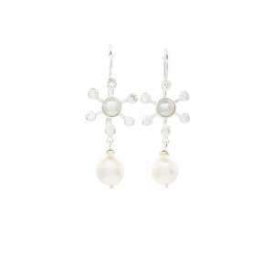 Biasis Hook Earrings - Pearl and Cubic Zirconia