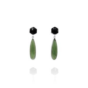 Eirene Post Earrings - Black and Green Spinel