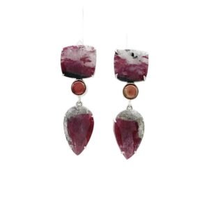Rhodos Post Earrings - Ruby and Pearl