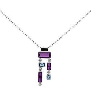 Cedla Necklace - Amethyst, Cubic Zirconia, Blue Topaz and Sapphire Blue