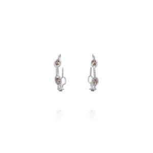 Electra Hoop Earrings - Sterling Silver and Champagne Cubic Zirconia