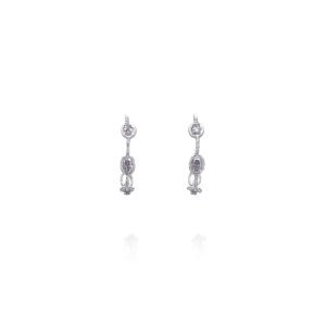 Electra Hoop Earrings - Sterling Silver and Lilac Cubic Zirconia