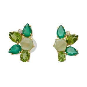 Ciella Post Earrings - Peridot, Agate, Prehnite and Cubic Zirconia