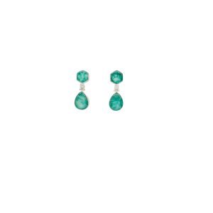 Theta Post Earrings - Turquoise and Cubic Zirconia