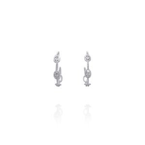 Electra Hoop Earrings - Sterling Silver and Clear Cubic Zirconia