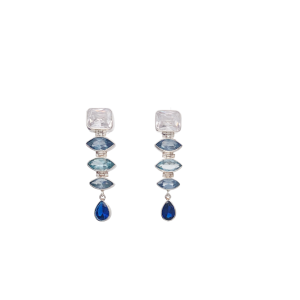 Celaeno Post Earrings - Cubic Zirconia, Sapphire Blue and Blue Topaz